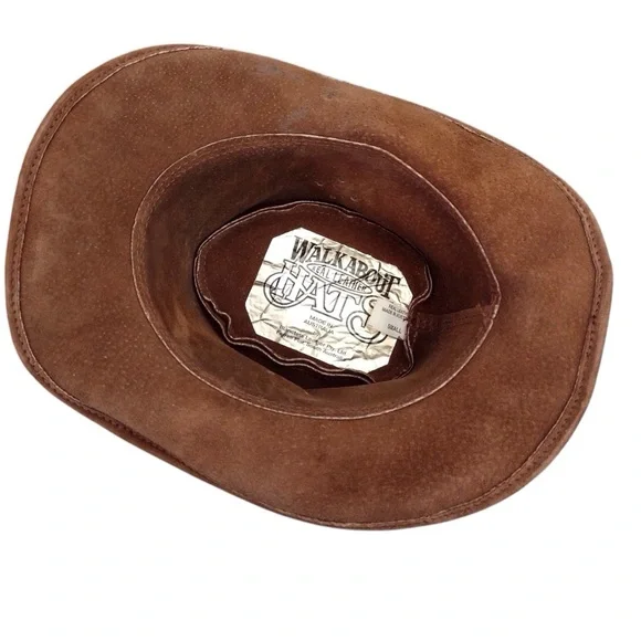 WALK ABOUT Leather Unisex Brown Made in Australia Hat Sz Small Safari Bush Hat - Picture 3 of 16